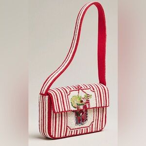 Anthropologie The Fiona Beaded Bag: Striped Red White Cocktail Drink